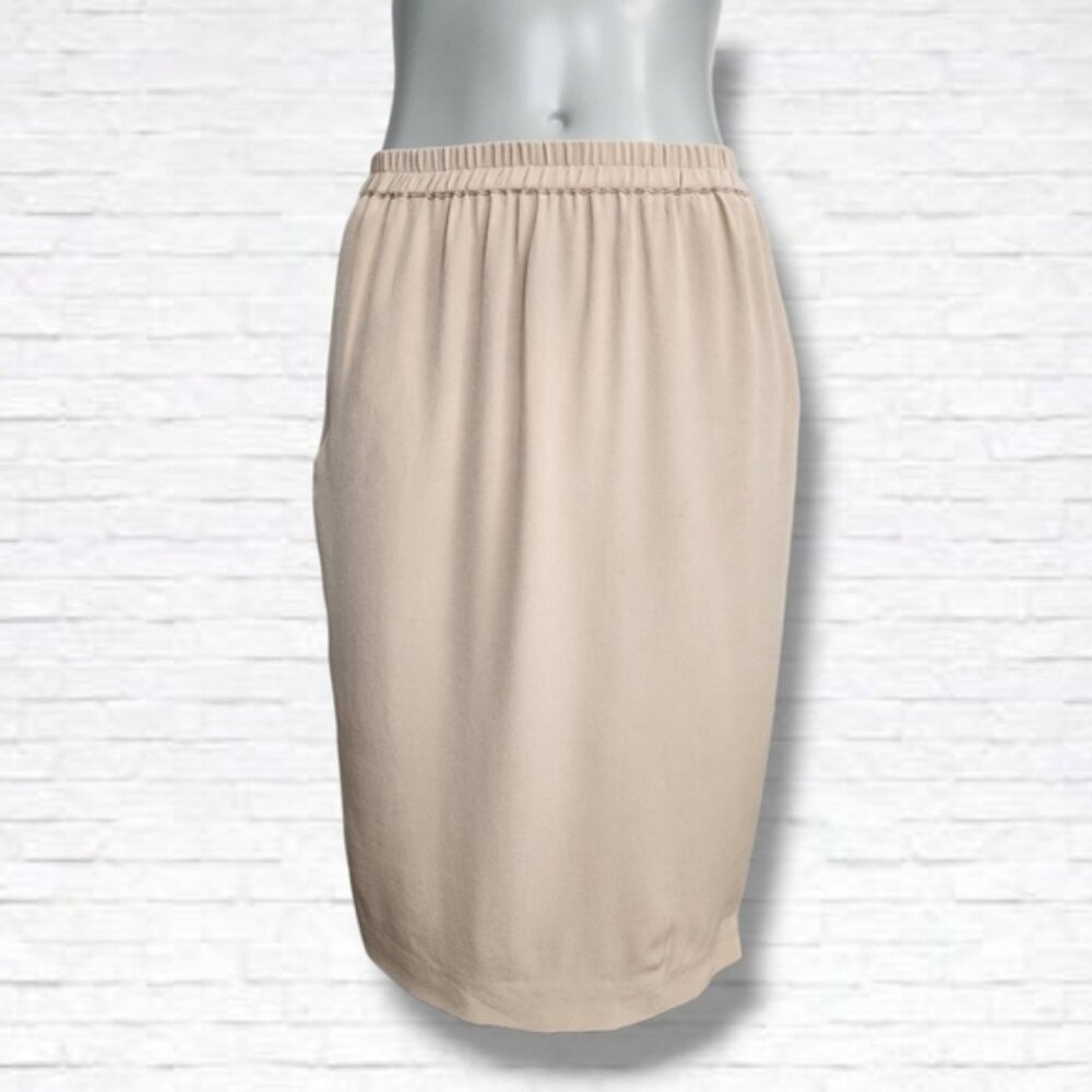 Vintage Pull On Neutral Tan Pencil Skirt Size